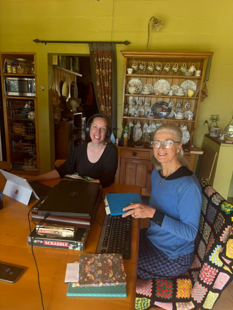 Rachael and Ruth preparing for a podcast recording!